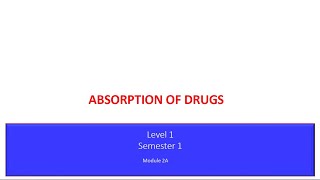 Lecture1  Absorption of drugs By Dr Elsayed Abdelhadi 2023  2024 [upl. by Abdul]