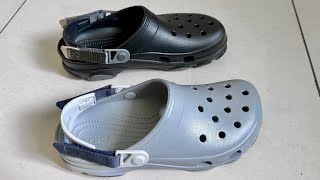 Crocs All Terrain Clog Black vs Grey Comparison on feet crocs [upl. by Tansy]