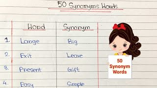 Synonym Words  50 Synonyms Words In English  Useful Synonyms Words [upl. by Hebe]