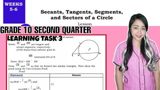 G10 PROVING SECANT AND TANGENT SEGMENTS  Learning Task 3 Week 56 [upl. by Nnylf]