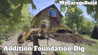 Digging for a mono pour concrete foundation  House Addition Build [upl. by Ellenej307]