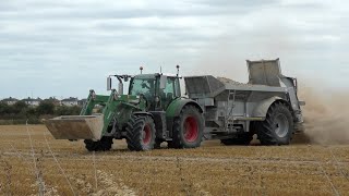 Lime Spreading with Fendt 724 amp Custom Bunning Lowlander Spreader [upl. by Finn]