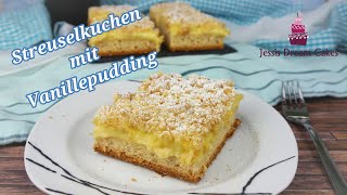 Gefüllter Streuselkuchen mit Vanillepudding 😋 Einfach amp Super LECKER Streuselkuchen vom Blech [upl. by Garlaand848]