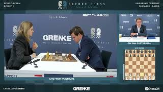 Magnus Carlsen vs Richard Rapport GRENKE Chess Classic 2024 Round 1 [upl. by Adnirod]