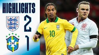 England 21 Brazil  Hart Penalty Heroics v Ronaldinho Rooney amp Lampard On Target  Highlights [upl. by Maidie9]