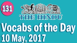 Daily The Hindu Vocabulary 10 May 2017  Learn 10 New Words with Tricks  Day131 [upl. by Gem597]