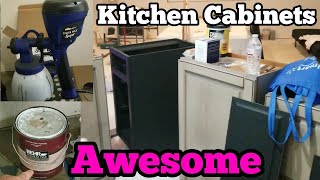 Kitchen Cabinets Refacing Behr Paint Spray Painting  Finish Max Super HomeRight [upl. by Ahsyt]