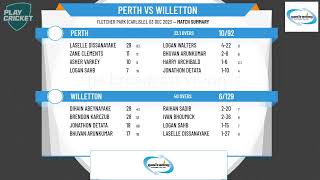 WA Premier Cricket  John Inverarity Shield Male Under 13s  Round 3  Perth v Willetton [upl. by Arad]