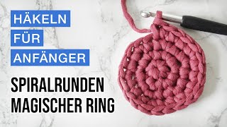 Häkeln lernen  Grundtechnik für Amigurumi – In Spiralrunden am Magischen Ring häkeln [upl. by Brnaba]