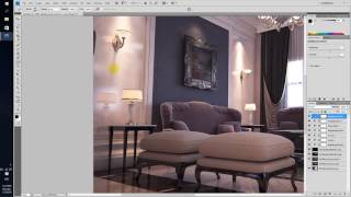 interior Render  Photoshop Post Production [upl. by Odnanref]