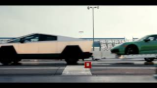 2024 Tesla Cybertruck gegen Porsche 911 992 im Drag Race zum Cybertruck Delivery Event [upl. by Naid]