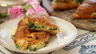 Spanakopita Filled Croissants Spinach feta and lots of cheese [upl. by Clemence51]