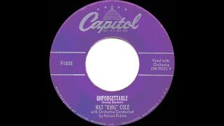 1951 HITS ARCHIVE Unforgettable  Nat King Cole his original version [upl. by Lemmuela]