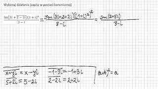 Liczby zespolone postać kanoniczna iloraz sprzężenie część urojona potęgowanie [upl. by Arocat]