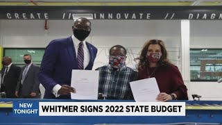 Whitmer signs budget focusing on state’s economy health care [upl. by Eniamrehc]