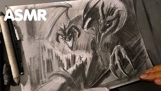 ThreeHeaded Dragon Discusses What To Do Sketching Graphite  ASMR No Talking [upl. by Hawker]