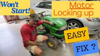 LA120 John Deere Lawn Tractor mower DEAD Can it be saved Vtwin Briggs Motor locking up Wont run [upl. by Mauricio103]