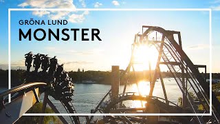 Monster at Gröna Lund by Drone  POV New for 2021 BampM Inverted rollercoaster [upl. by Keslie]