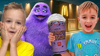 Vlad and Niki Try Grimace Shake Challenge in Real Life [upl. by Dennard]