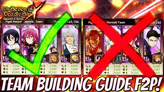 HOW TO BUILD TEAMS FOR UNGEAREDGEARED PVP F2P UNITS 7DS Guide Seven Deadly Sins Grand Cross [upl. by Atterrol11]