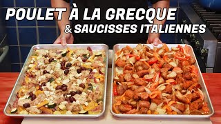 RECETTES RAPIDES FACILES ET ECONOMIQUES AU FOUR  POULET À LA GRECQUE amp SAUCISSES ITALIENNES [upl. by Nomelc]