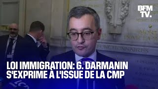 Loi immigration la prise de parole de Gérald Darmanin à lissue de la commission mixte paritaire [upl. by Anitel583]