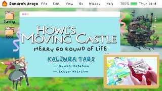 『 Kalimba Tabs 』Howls Moving Castle  Merry Go Round of Life ♡ [upl. by Nadabb]