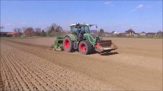 Sommergerste Drillen Fendt 514 Vario mit Amazone Aufbaudrille [upl. by Ojeillib]