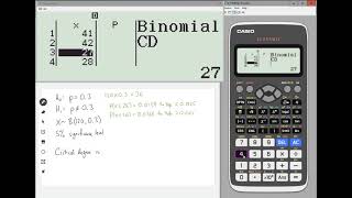 Classwiz HowTo Finding a TwoTail Critical Region for Binomial Hypothesis Testing [upl. by Ahsitam]