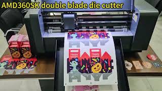 AMD360SK digital die cutter double blade for sticker label paper servo motor stable [upl. by Okihcim]