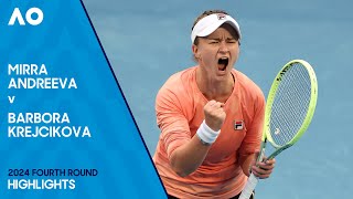 Mirra Andreeva v Barbora Krejcikova Highlights  Australian Open 2024 Fourth Round [upl. by Hanafee]