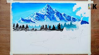 Oil Pastel DrawingMountain Lake reflection drawing [upl. by Assirat]