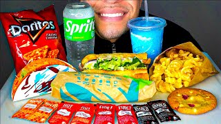 ASMR TACO BELL VS SUBWAY 6 INCH TUNA SUB BURRITO CHEETOS MUKBANG FAST FOOD EATING NO TALKING JERRY [upl. by Jorgan]