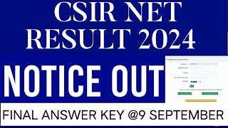 csir net result 2024  CSIR UGC NET JUNE EXAM RESULT  CSIR NET FINAL ANSWER KEY [upl. by Deva49]