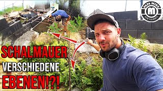 Richtig Schalsteinmauer Gartenmauer auf verschiedenen Ebenen herstellen [upl. by Eliga]