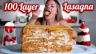 100 LAYER LASAGNA  The Ultimate Holiday Pasta Recipe  Cooking Talking Mukbang [upl. by Randi]