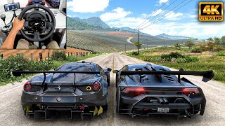 Ferrari 488 GTE amp Lamborghini Huracan Super Trofeo  Forza Horizon 5  Thrustmaster T300RS gameplay [upl. by Eekcaj]