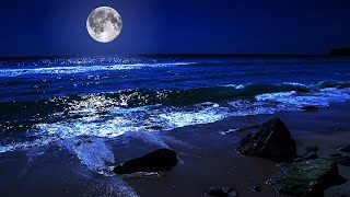 Fall Asleep On A Full Moon Night With Calming Wave Sounds  9 Hours of Deep Sleeping on Mareta Beach [upl. by Nyrac]