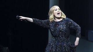 Watch Adele Hilariously Freak Out After a Bat Crashes Her Concert [upl. by Lochner143]