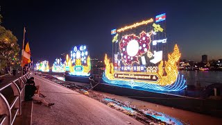 Water Festival 2024 Lanterns Decoration is beautiful like diamonds in the sky Phnom Penh City [upl. by Yelir]