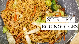 Simple Stir fry Egg Noodles With Chicken  Easy and Delicious [upl. by Foy364]