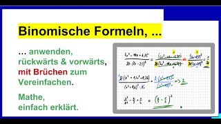 Binomische Formeln anwenden mit DezimalZahlen  Brüchen zum Vereinfachen BiFo04 [upl. by Lorne693]