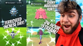 ✨Ferroseed Incense Day Shiny Mareanie Hunt and SHINY Hunting For 24 HOURS STRAIGHT✨ [upl. by Ogir]