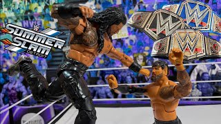 Roman Reigns vs Jey Uso WWE Summerslam action figure match [upl. by Sinnal735]