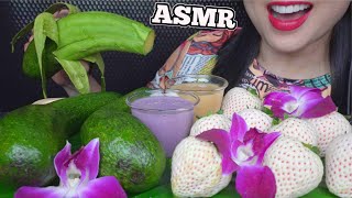 ASMR AVOCADO  WHITE STRAWBERRY  CARAMEL SAUCE RELAXING EATING SOUNDS NO TALKING  SASASMR [upl. by Adim493]