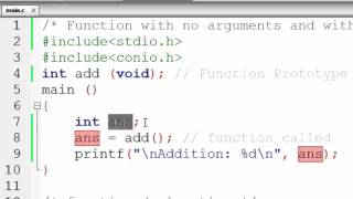 116 Function with No Argument and with Return Value in C Programming Hindi [upl. by Noli]