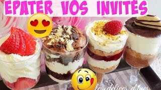 4 IDEE DESSERT FACILE VERRINE Framboise Chocolat Fraise Nutella Speculos [upl. by Tobit451]