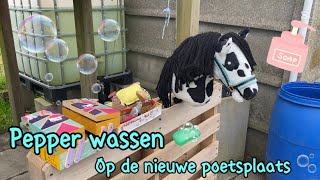 Pepper wassen op de nieuwe poetsplaats 🫧🧼🧽🐴 [upl. by Rufena850]