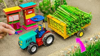 DIY tractor WATER PUMP to shower for COWBuild your own GAS STATIONHEAVY TRUCKS transport SUGARCANE [upl. by Peers304]