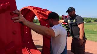 Installing wheels and flywheel on 150 Case Road Locomotive [upl. by Aetnahs]